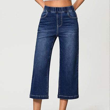 🥳SUMMER HOT SALE🥳💞50K+ SOLD!💥49% OFF! 🔥Women's Pull-On Wide-Leg Cropped Denim Jeans