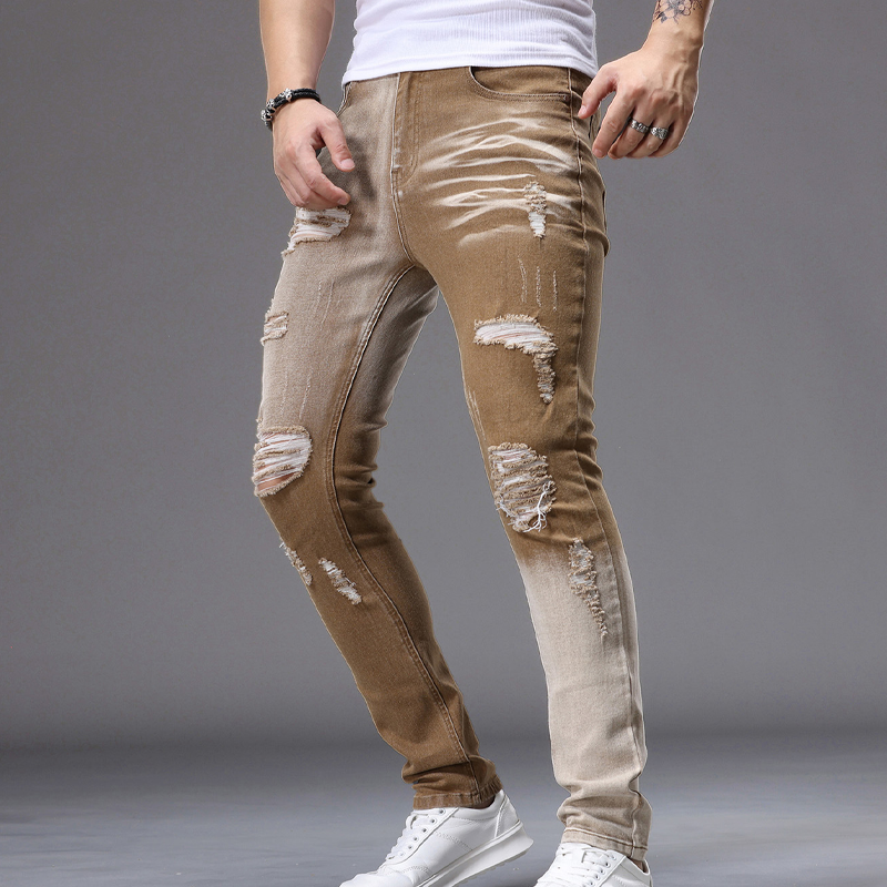 Men's Gradient Ripped Slim-Fit Jeans