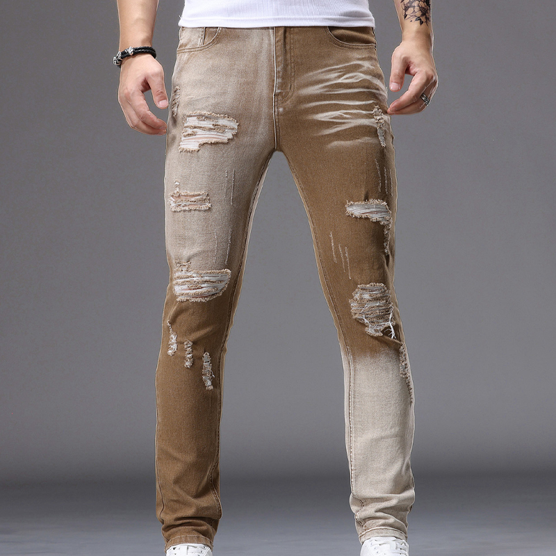 Men's Gradient Ripped Slim-Fit Jeans
