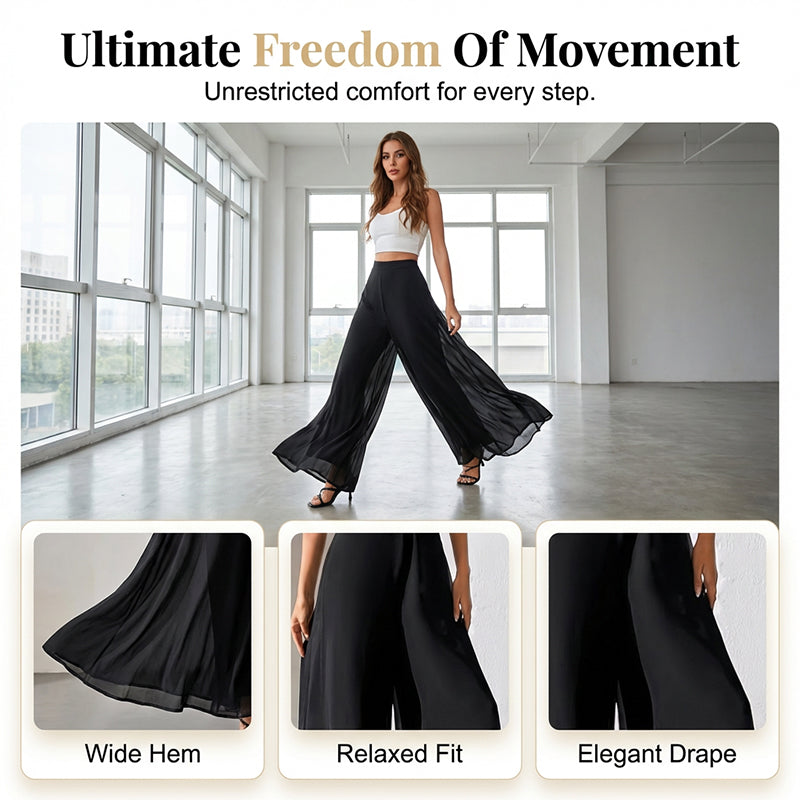 Women's Flowy Chiffon Wide-Leg Pants