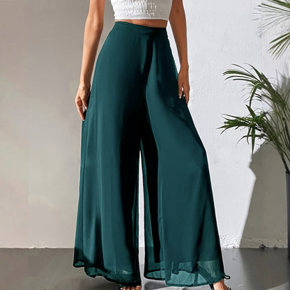 Women's Flowy Chiffon Wide-Leg Pants