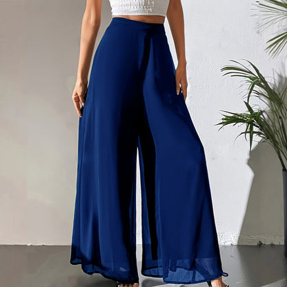 Women's Flowy Chiffon Wide-Leg Pants