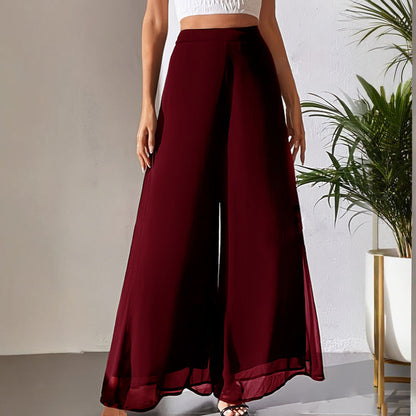 Women's Flowy Chiffon Wide-Leg Pants
