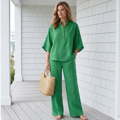 📢📢49% OFF !! ⏰Women's Stand-Up Collar Top & Wide-Leg Pants Set