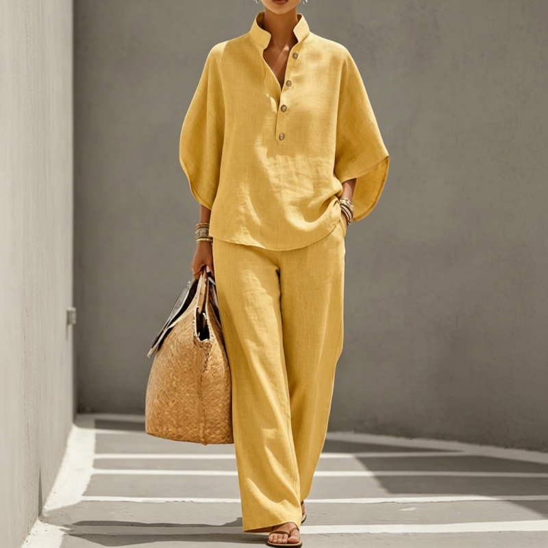 📢📢49% OFF !! ⏰Women's Stand-Up Collar Top & Wide-Leg Pants Set