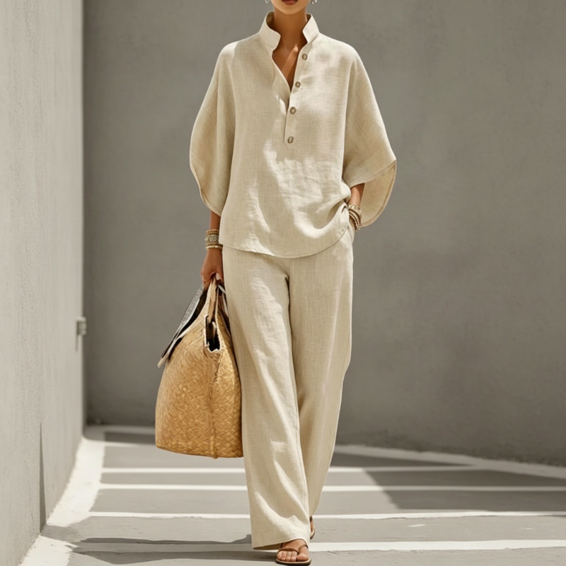📢📢49% OFF !! ⏰Women's Stand-Up Collar Top & Wide-Leg Pants Set