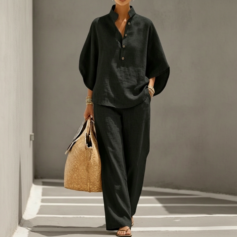 📢📢49% OFF !! ⏰Women's Stand-Up Collar Top & Wide-Leg Pants Set