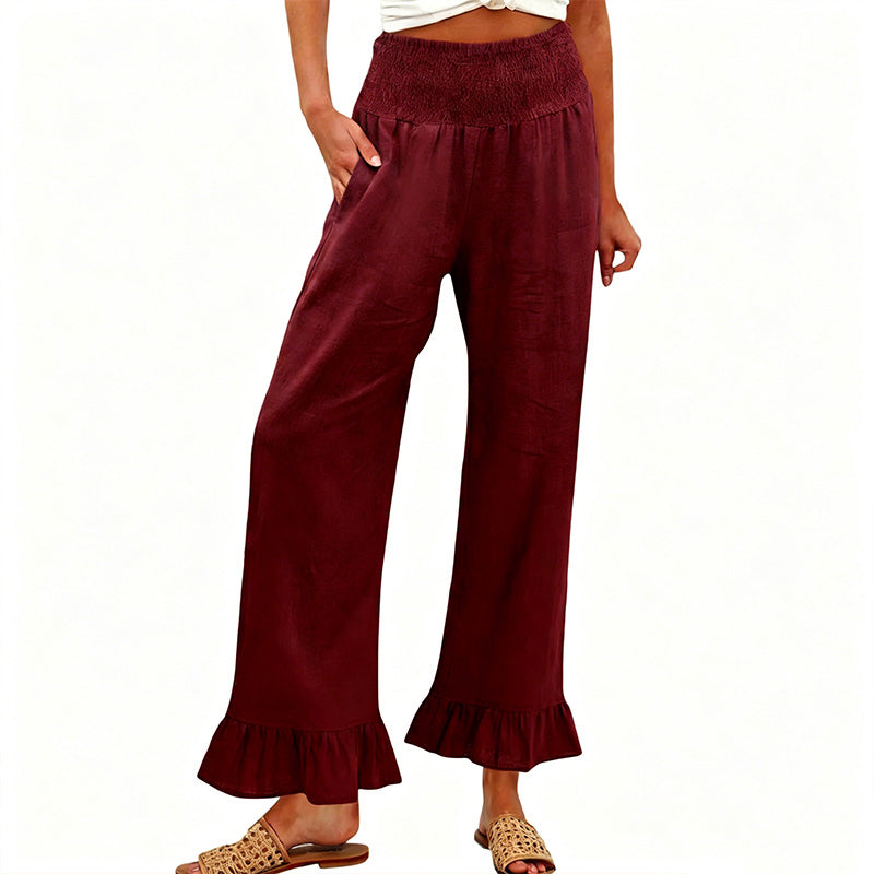 Boho Style Ruffle Trim Lounge Pants for Women