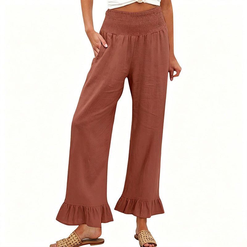 Boho Style Ruffle Trim Lounge Pants for Women