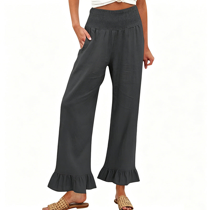 Boho Style Ruffle Trim Lounge Pants for Women