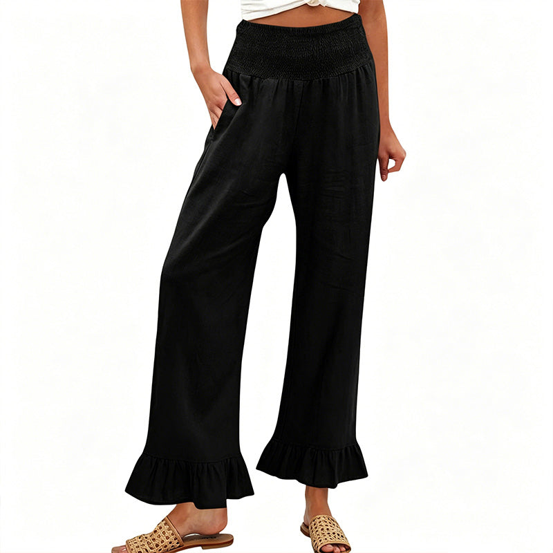 Boho Style Ruffle Trim Lounge Pants for Women