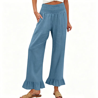 Boho Style Ruffle Trim Lounge Pants for Women