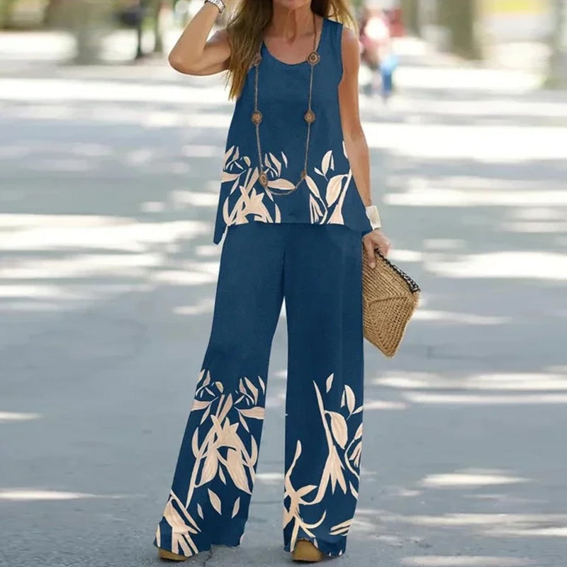 Women's Sleeveless Top & Wide-Leg Pants Set