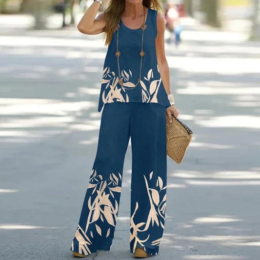 Women's Sleeveless Top & Wide-Leg Pants Set