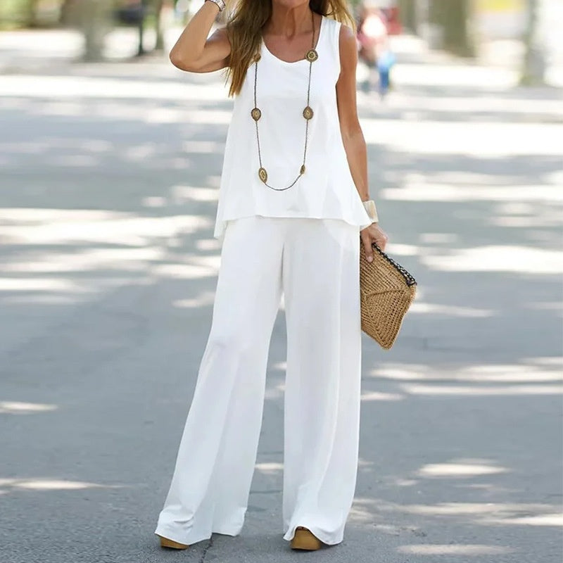Women's Sleeveless Top & Wide-Leg Pants Set