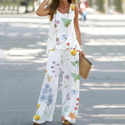 Women's Sleeveless Top & Wide-Leg Pants Set