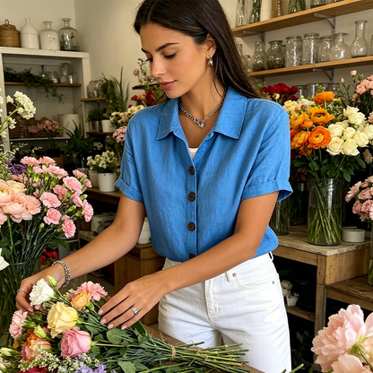 Women's Summer Casual Cotton-Linen Shirt