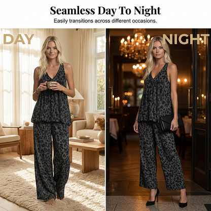 Sleeveless Halter Top and Wide-Leg Pants Set