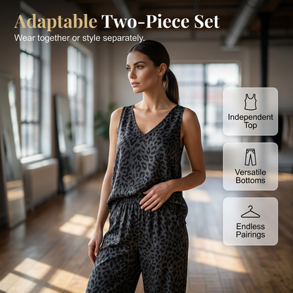 Sleeveless Halter Top and Wide-Leg Pants Set