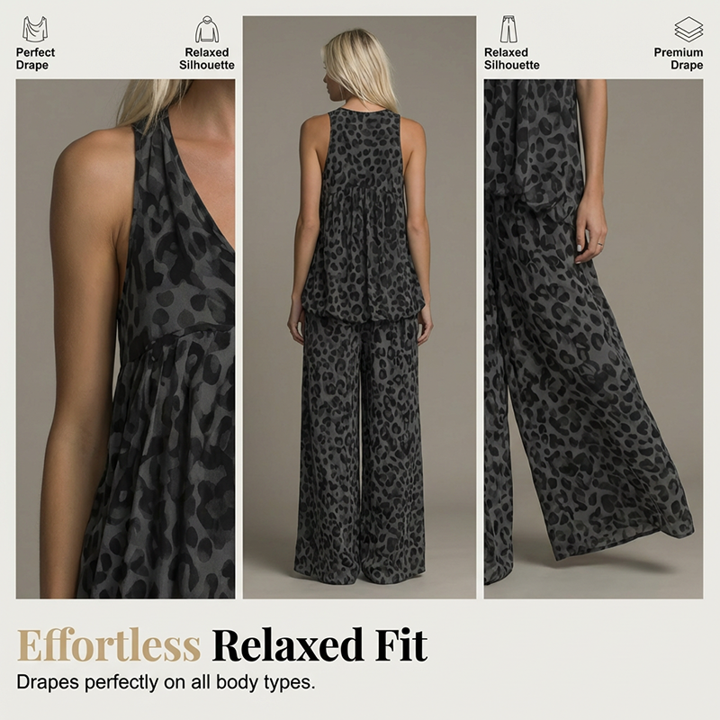 Sleeveless Halter Top and Wide-Leg Pants Set