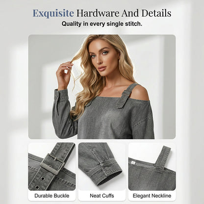 👕 LIMITED-TIME 50% OFF! ✨ Women's Denim Top – Wide Strap, Fashion, Casual ✨