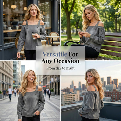 👕 LIMITED-TIME 50% OFF! ✨ Women's Denim Top – Wide Strap, Fashion, Casual ✨
