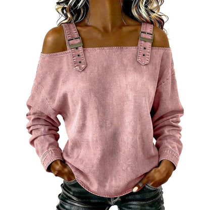 👕 LIMITED-TIME 50% OFF! ✨ Women's Denim Top – Wide Strap, Fashion, Casual ✨