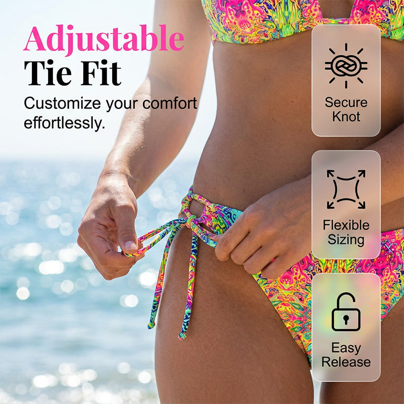 Colorful Print  Halter Neck Swimsuit Set