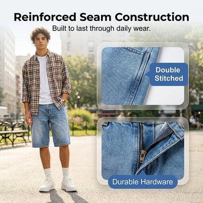 Men's Casual Wide-Leg Denim Shorts