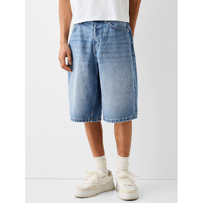 Men's Casual Wide-Leg Denim Shorts