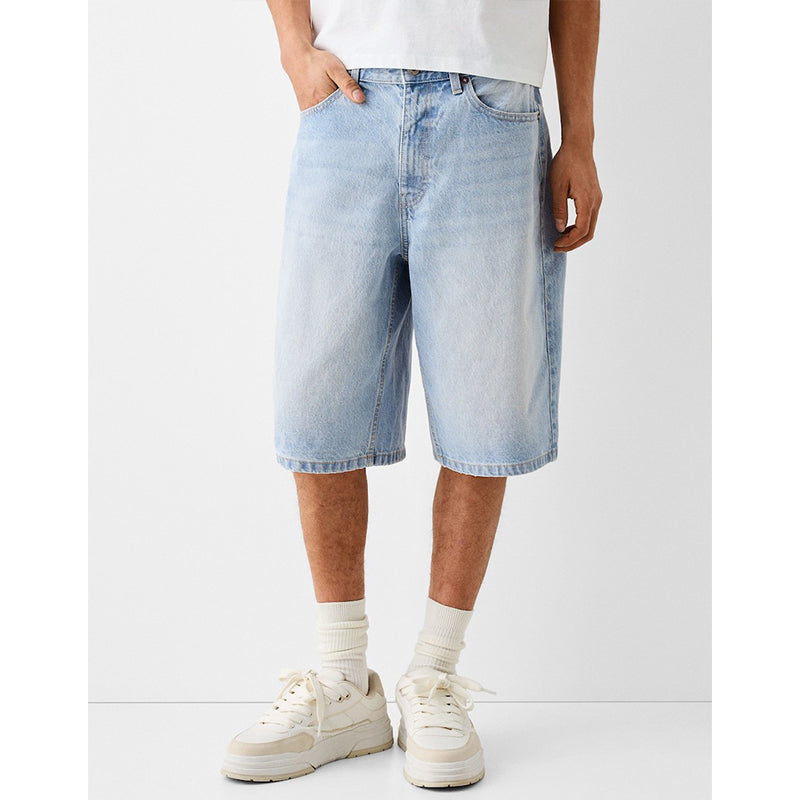 Men's Casual Wide-Leg Denim Shorts