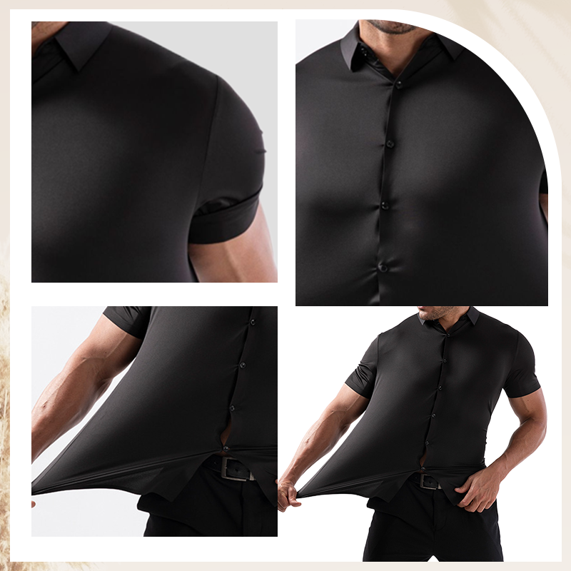 🌀🏃‍♂️ 4-Way Stretch Short Sleeve Shirt for Men – Lightweight, Moisture-Wicking, Snag-Free Fabric. Great for Travel, Hiking or Everyday Wear. Stretch Beyond Limits! 🌍🧗