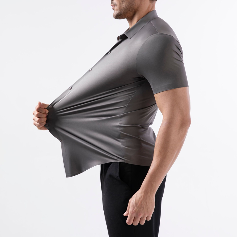 🌀🏃‍♂️ 4-Way Stretch Short Sleeve Shirt for Men – Lightweight, Moisture-Wicking, Snag-Free Fabric. Great for Travel, Hiking or Everyday Wear. Stretch Beyond Limits! 🌍🧗