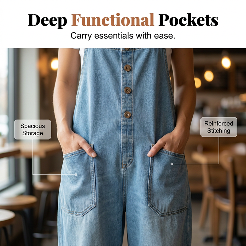 👖Women's Casual Baggy Denim Overalls with Pockets– Relaxed Style, All-Day Comfort✨