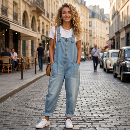 👖Women's Casual Baggy Denim Overalls with Pockets– Relaxed Style, All-Day Comfort✨