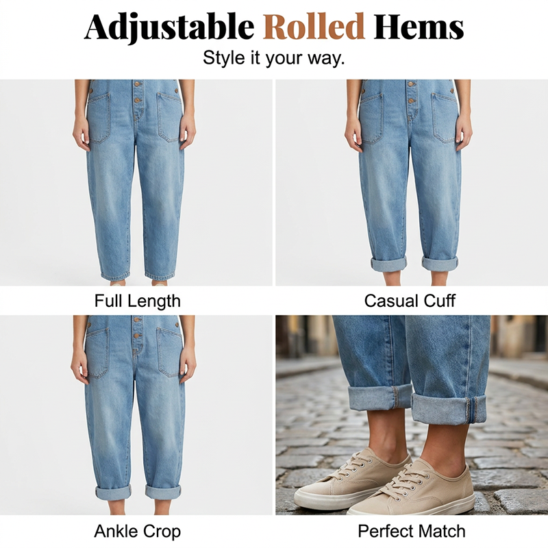 👖Women's Casual Baggy Denim Overalls with Pockets– Relaxed Style, All-Day Comfort✨
