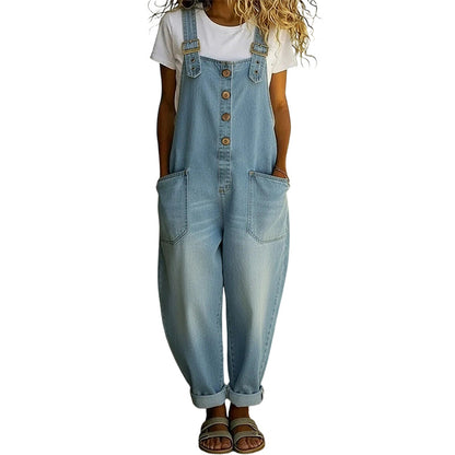 👖Women's Casual Baggy Denim Overalls with Pockets– Relaxed Style, All-Day Comfort✨
