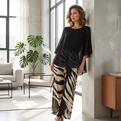 📢📢49% OFF !! ⏰Wemon's Elegant Flowy Top & Printed Pants Set