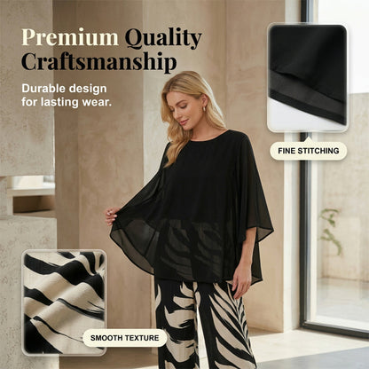 📢📢49% OFF !! ⏰Wemon's Elegant Flowy Top & Printed Pants Set