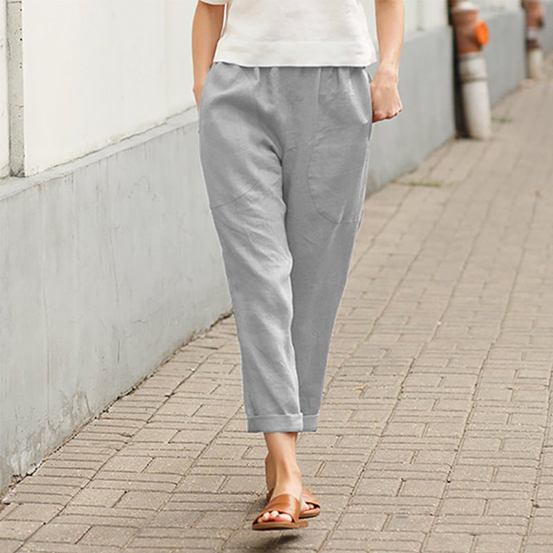 🔥Linen-cotton women's large size loose pants
