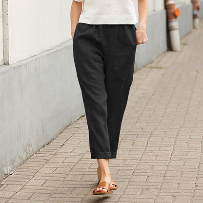 🔥Linen-cotton women's large size loose pants
