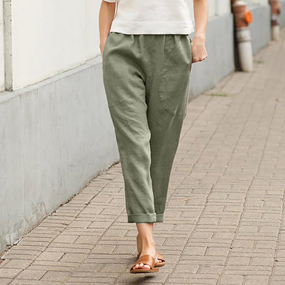 🔥Linen-cotton women's large size loose pants