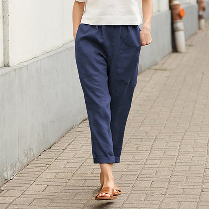 🔥Linen-cotton women's large size loose pants