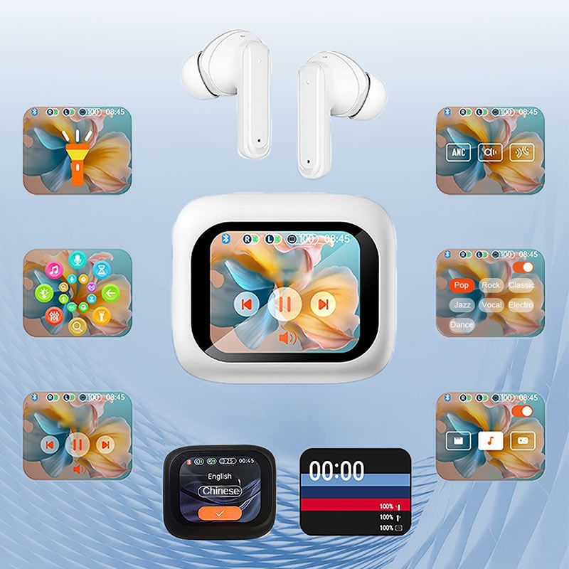 No Latency Wireless Bluetooth Headphones with Multifunctional Display