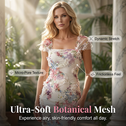 Floral Ruffle Trim Bodycon Midi Dress