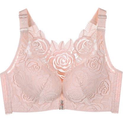 Elegant Rose Lace Back Bra with Easy Front Clasp