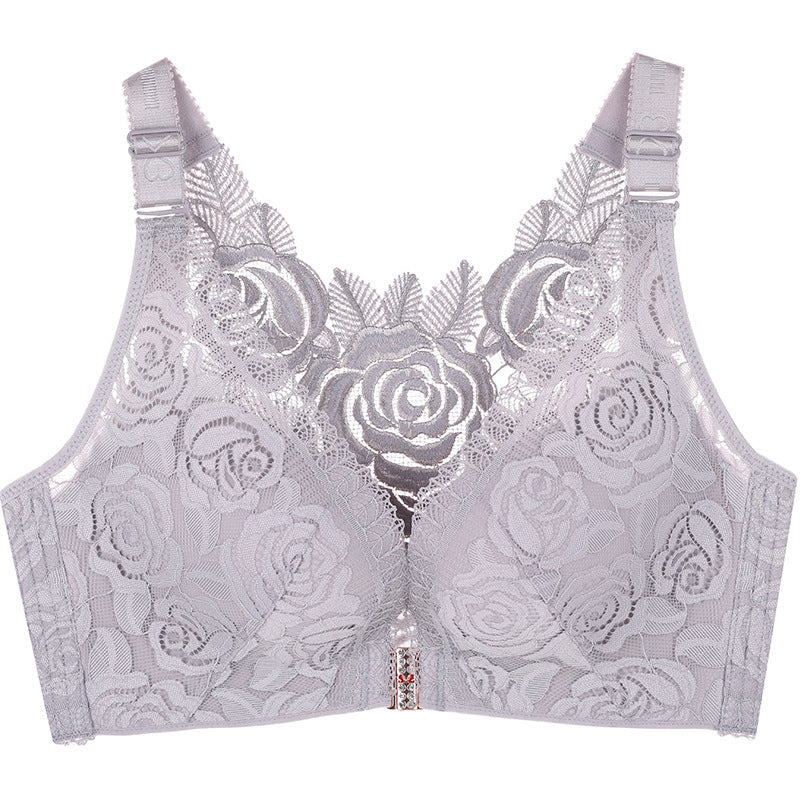 Elegant Rose Lace Back Bra with Easy Front Clasp