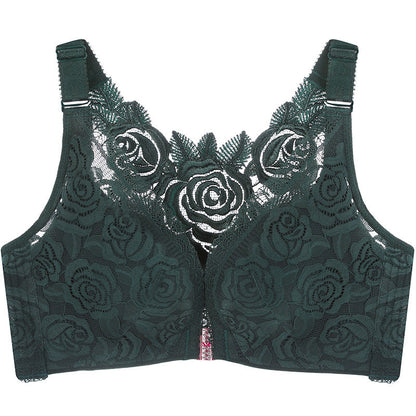 Elegant Rose Lace Back Bra with Easy Front Clasp