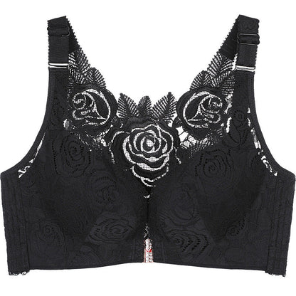 Elegant Rose Lace Back Bra with Easy Front Clasp