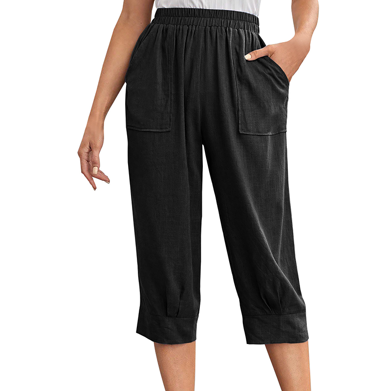 Women's Casual Relaxed Fit Solid Color Pants
